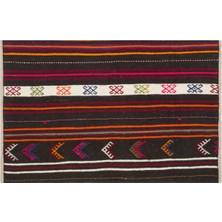 Grand Hedef Halı Anadolu El Dokuma Pembe Rengi Çizgili Vintage Kilim
