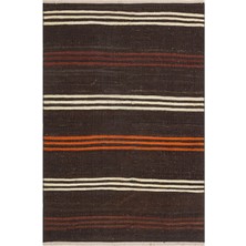 Grand Hedef Halı Gerçek El Dokuma Renkli Çizgili Vintage Kilim