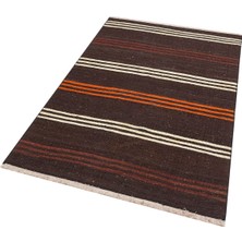 Grand Hedef Halı Gerçek El Dokuma Renkli Çizgili Vintage Kilim