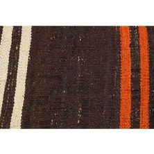 Grand Hedef Halı Gerçek El Dokuma Renkli Çizgili Vintage Kilim