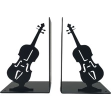 Hero Dizayn Metal Gitar Desenli Kitap Desteği Kitap Tutucu Ev ve Ofis Dekoratif Aksesuar 2 Li Set