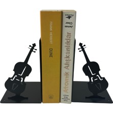 Hero Dizayn Metal Gitar Desenli Kitap Desteği Kitap Tutucu Ev ve Ofis Dekoratif Aksesuar 2 Li Set