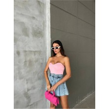 Ecenin Favorileri Straplez Kadın Crop Bluz