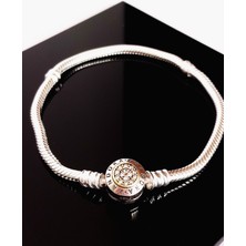 Keskin Gümüş 925 Ayar Gümüş Zirkon Taşlı Pan Uyumlu Tasarım Trend Kadın Bileklik