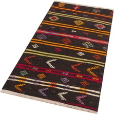 Grand Hedef Halı Gerçek El Dokuma Karışık Rengi Vintage Kilim