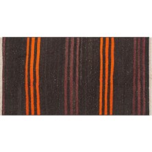 Grand Hedef Halı El Dokuma Turuncu Murdum Rengi Çizgili Vintage Kilim