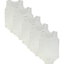 Outdoor One Bebek 5 Adet Çıtçıtlı Badi Bisiklet Yaka Sıfır Kol Beyaz Pamuklu 5'li Zıbın
