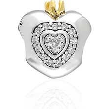 Adal Silver 925 Ayar Gümüş Taçlı Kalp Charm