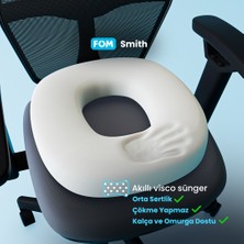 Fom Smith Visco Konforlu ve Rahatlatıcı Oturma Simidi Yastık, Ortopedik, 45 x 44 x 8, Lacivert