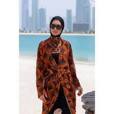 Remsa Mayo Remsa Tesettür Mayo Üzerine Tek Kaftan Kimono Pareo RP015 Retro