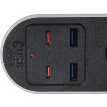 Ars 2 USB 2 Type C Girişli Akım Korumalı 2 Metre 3'lü Priz