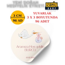 Begin Sarf 3 cm 4 cm 5cm 6 cm Yeni Doğan Bebek Hediyelik Etiketi Isim Tarih Yazılabilir Yuvarlak Etiket 011