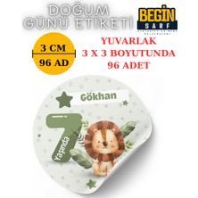 Begin Sarf 3 cm 4 cm 5 cm 6 cm Doğum Günü Hatırası Kişiye Özel Kendinden Yapışkanlı Etiket Yuvarlak 010