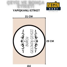 Begin Sarf A4 A5 A6 35 Adet Çeyiz Bohça Koli Paket Etiketi Isme Özel Yapışlanlı Etiket 024