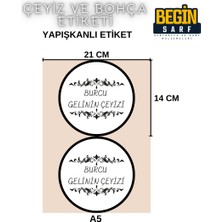 Begin Sarf A4 A5 A6 35 Adet Çeyiz Bohça Koli Paket Etiketi Isme Özel Yapışlanlı Etiket 024