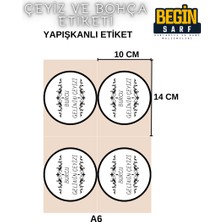 Begin Sarf A4 A5 A6 35 Adet Çeyiz Bohça Koli Paket Etiketi Isme Özel Yapışlanlı Etiket 024