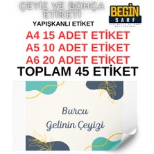 Begin Sarf A4 A5 A6 35 Adet Çeyiz Bohça Koli Paket Etiketi Isme Özel Yapışlanlı Etiket 021