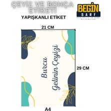 Begin Sarf A4 A5 A6 35 Adet Çeyiz Bohça Koli Paket Etiketi Isme Özel Yapışlanlı Etiket 021