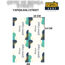 Begin Sarf A4 A5 A6 35 Adet Çeyiz Bohça Koli Paket Etiketi Isme Özel Yapışlanlı Etiket 021