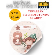 Begin Sarf 3 cm 4 cm 5 cm 6 cm Doğum Günü Hatırası Kişiye Özel Kendinden Yapışkanlı Etiket Yuvarlak 011