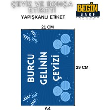 Begin Sarf A4 A5 A6 35 Adet Çeyiz Bohça Koli Paket Etiketi Isme Özel Yapışlanlı Etiket 016