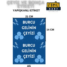 Begin Sarf A4 A5 A6 35 Adet Çeyiz Bohça Koli Paket Etiketi Isme Özel Yapışlanlı Etiket 016