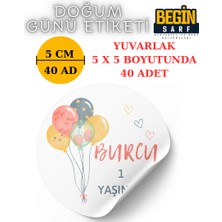 Begin Sarf 3 cm 4 cm 5 cm 6 cm Doğum Günü Hatırası Kişiye Özel Kendinden Yapışkanlı Etiket Yuvarlak 003