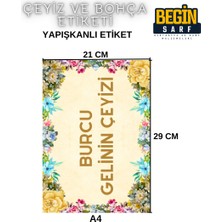 Begin Sarf A4 A5 A6 35 Adet Çeyiz Bohça Koli Paket Etiketi Isme Özel Yapışlanlı Etiket 006