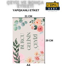 Begin Sarf A4 A5 A6 35 Adet Çeyiz Bohça Koli Paket Etiketi Isme Özel Yapışlanlı Etiket 014