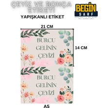 Begin Sarf A4 A5 A6 35 Adet Çeyiz Bohça Koli Paket Etiketi Isme Özel Yapışlanlı Etiket 014