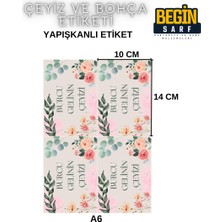 Begin Sarf A4 A5 A6 35 Adet Çeyiz Bohça Koli Paket Etiketi Isme Özel Yapışlanlı Etiket 014