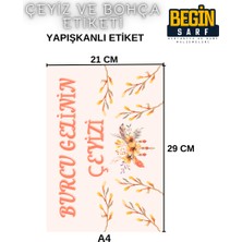 Begin Sarf A4 A5 A6 35 Adet Çeyiz Bohça Koli Paket Etiketi Isme Özel Yapışlanlı Etiket 001