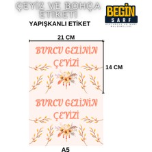 Begin Sarf A4 A5 A6 35 Adet Çeyiz Bohça Koli Paket Etiketi Isme Özel Yapışlanlı Etiket 001