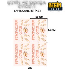 Begin Sarf A4 A5 A6 35 Adet Çeyiz Bohça Koli Paket Etiketi Isme Özel Yapışlanlı Etiket 001