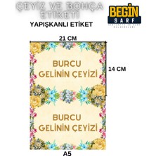 Begin Sarf A4 A5 A6 35 Adet Çeyiz Bohça Koli Paket Etiketi Isme Özel Yapışlanlı Etiket 006