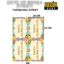 Begin Sarf A4 A5 A6 35 Adet Çeyiz Bohça Koli Paket Etiketi Isme Özel Yapışlanlı Etiket 006