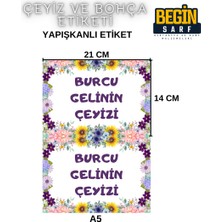 Begin Sarf A4 A5 A6 35 Adet Çeyiz Bohça Koli Paket Etiketi Isme Özel Yapışlanlı Etiket 008