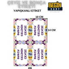 Begin Sarf A4 A5 A6 35 Adet Çeyiz Bohça Koli Paket Etiketi Isme Özel Yapışlanlı Etiket 008