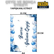 Begin Sarf A4 A5 A6 35 Adet Çeyiz Bohça Koli Paket Etiketi Isme Özel Yapışlanlı Etiket 020