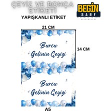 Begin Sarf A4 A5 A6 35 Adet Çeyiz Bohça Koli Paket Etiketi Isme Özel Yapışlanlı Etiket 020