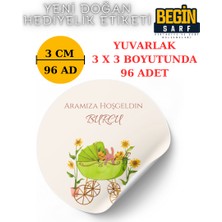 Begin Sarf 3 cm 4 cm 5cm 6 cm Yeni Doğan Bebek Hediyelik Etiketi Isim Tarih Yazılabilir Yuvarlak Etiket 012