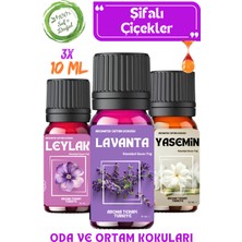 Aroma Terapi TR Çiçek Esansları Seti & Esansiyel Yağ & Oda Kokusu & Buhardanlık ve Difüzör Koku Seti 3X10ML