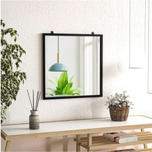 Tino Furniture Melody Siyah Metal Kare Ayna 50X50 cm Kullanıma Hazır Şık Tasarım