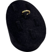 Megass Dekor Yerli Üretim Süet Kumaş Siyah Renk Çoklu Tırnaklı Yüzük Sergileme Aksesuar