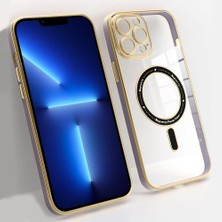 DEİLMİ iPhone 14 Pro Max Kılıf Magsafe Özellikli Gold Seri Lazer Silikon Kapak