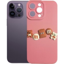 DEİLMİ iPhone 14 Pro Max Kılıf 3D M Bear Kamera Korumalı Silikon Kapak