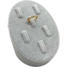 Megass Dekor Yerli Üretim Süet Kumaş Gri Renk Çoklu Tırnaklı Yüzük Sergileme Aksesuar