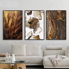 Kolaj Tasarım Ağaç Kabuğu Kahve Tonları Metal Çerçeveli Tablo Seti Siyah /s