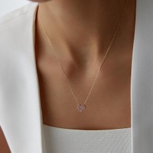 Hamza Yılmaz Kuyumculuk Kırmızı Taşlı Minimal Kalp Altın Kolye