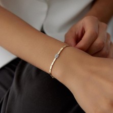 Hamza Yılmaz Kuyumculuk Baget Taşlı Dikdörtgen Sıralı Altın Bileklik